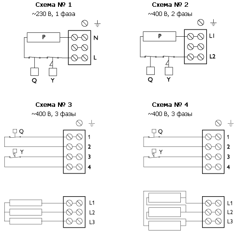 Схема подключения нагревателей PBEC
