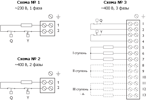 Схема подключения электронагревателей PBER